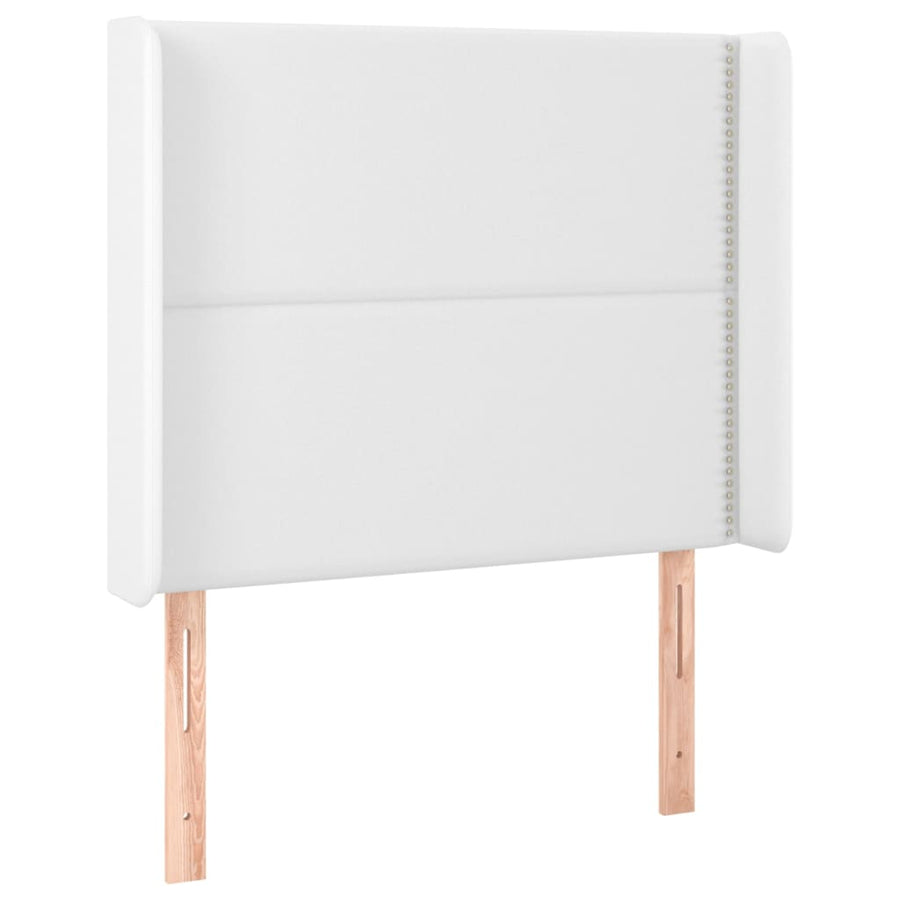 Hoofdbord met randen 103x16x118/128 cm kunstleer wit 103 x 16 x 118/128 cm Wit