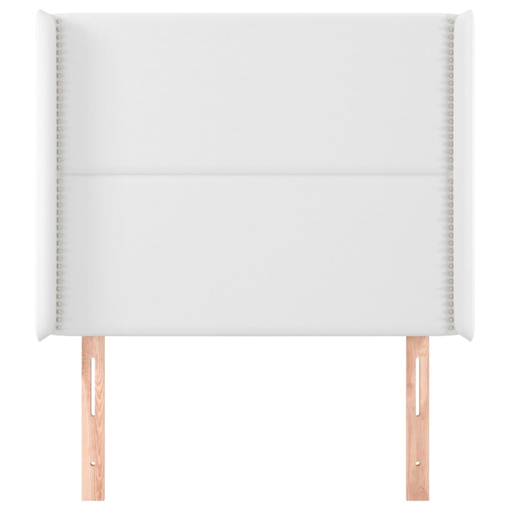 Hoofdbord met randen 103x16x118/128 cm kunstleer wit 103 x 16 x 118/128 cm Wit