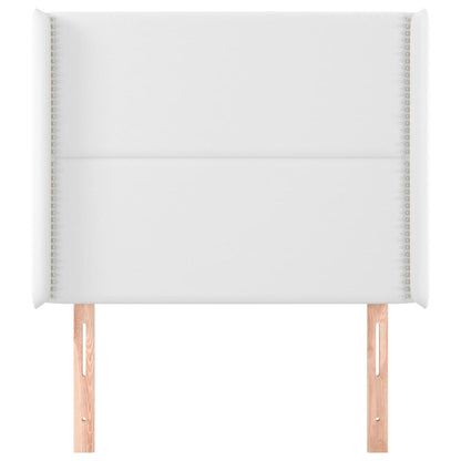 Hoofdbord met randen 103x16x118/128 cm kunstleer wit 103 x 16 x 118/128 cm Wit