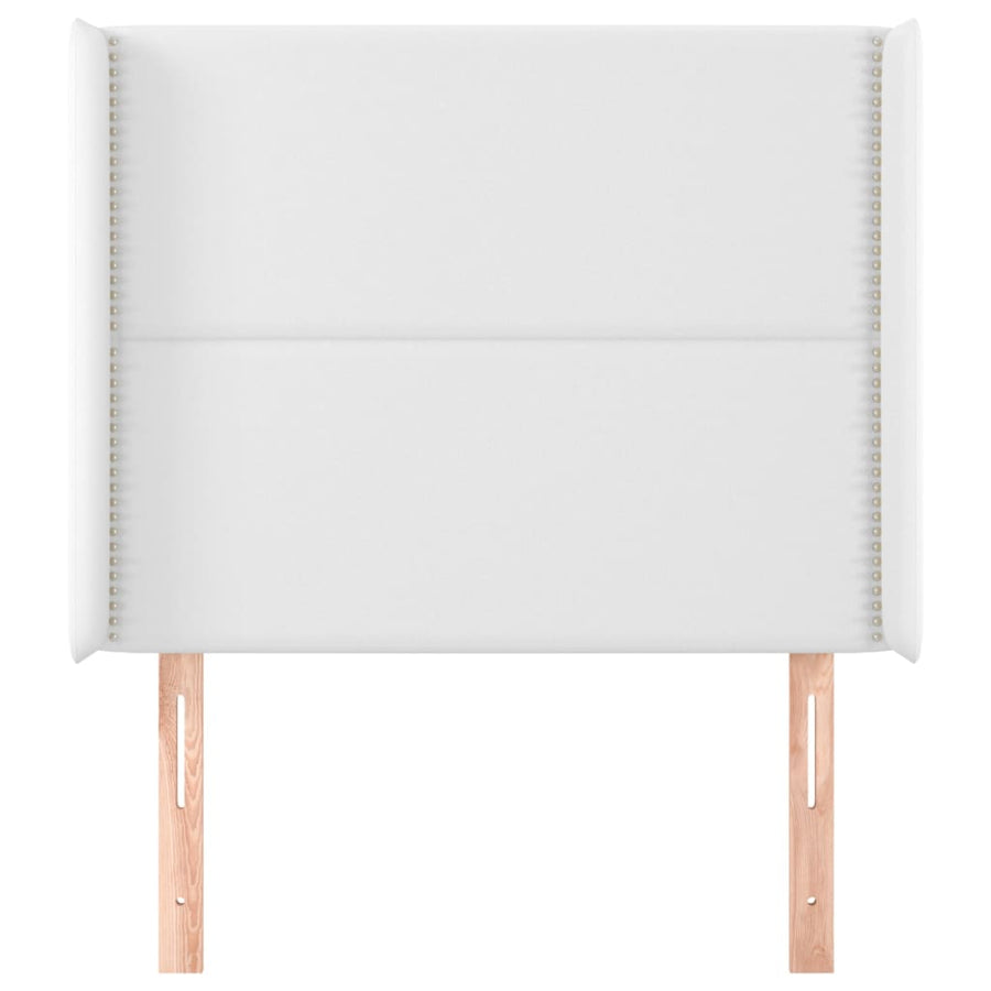 Hoofdbord met randen 103x16x118/128 cm kunstleer wit 103 x 16 x 118/128 cm Wit