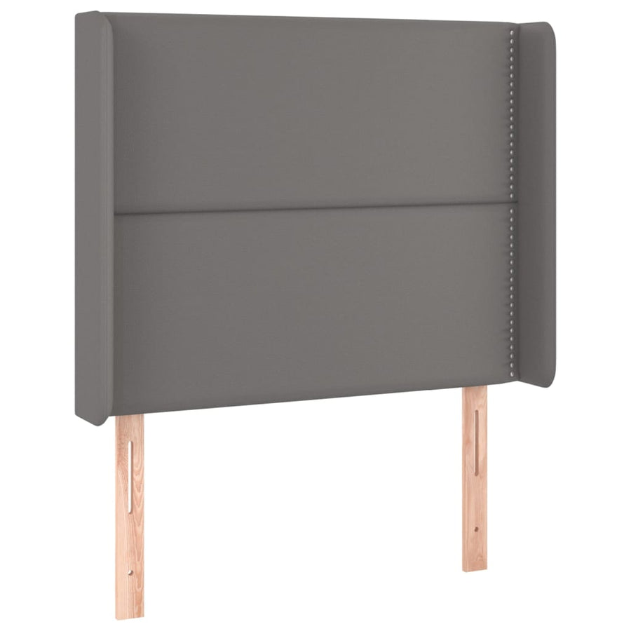 Hoofdbord met randen 103x16x118/128 cm kunstleer grijs 103 x 16 x 118/128 cm Grijs