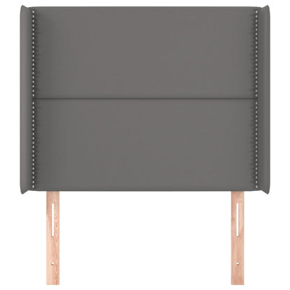 Hoofdbord met randen 103x16x118/128 cm kunstleer grijs 103 x 16 x 118/128 cm Grijs
