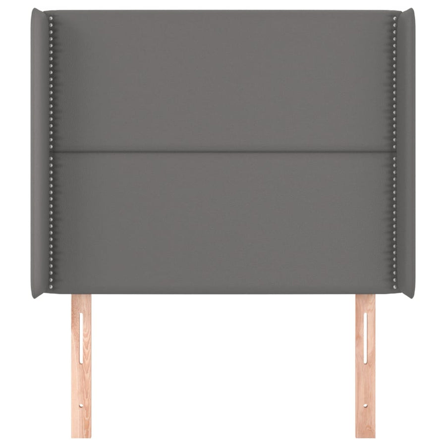 Hoofdbord met randen 103x16x118/128 cm kunstleer grijs 103 x 16 x 118/128 cm Grijs