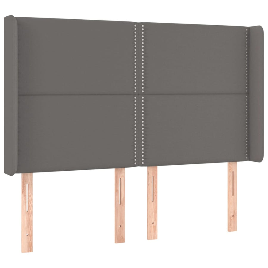 Hoofdbord met randen 147x16x118/128 cm kunstleer grijs 147 x 16 x 118/128 cm Grijs