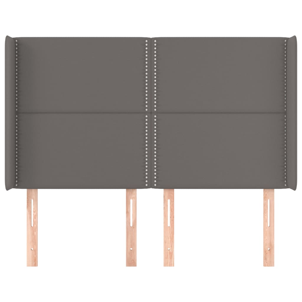 Hoofdbord met randen 147x16x118/128 cm kunstleer grijs 147 x 16 x 118/128 cm Grijs
