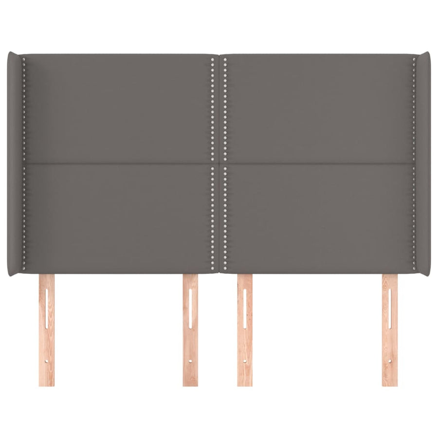 Hoofdbord met randen 147x16x118/128 cm kunstleer grijs 147 x 16 x 118/128 cm Grijs