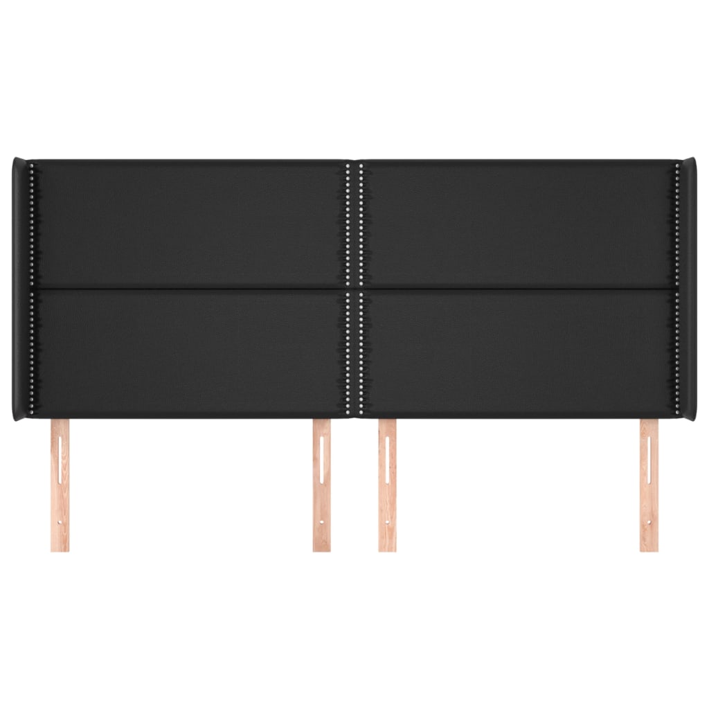 Hoofdbord met randen 183x16x118/128 cm kunstleer zwart 183 x 16 x 118/128 cm Zwart
