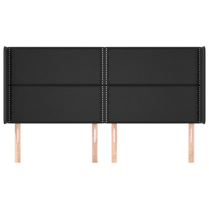 Hoofdbord met randen 183x16x118/128 cm kunstleer zwart 183 x 16 x 118/128 cm Zwart
