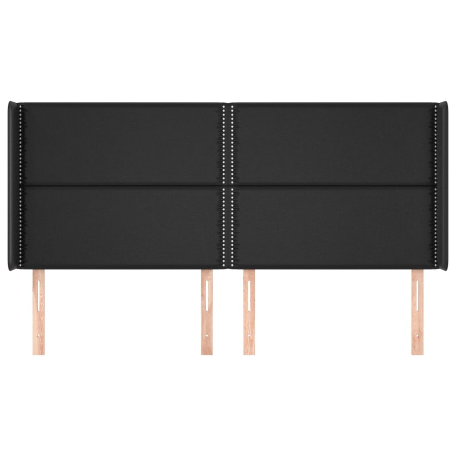 Hoofdbord met randen 183x16x118/128 cm kunstleer zwart 183 x 16 x 118/128 cm Zwart
