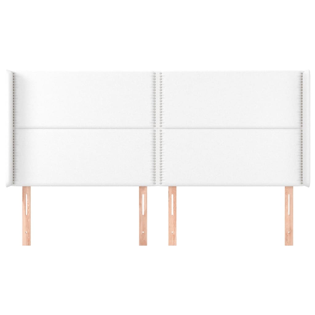 Hoofdbord met randen 183x16x118/128 cm kunstleer wit 183 x 16 x 118/128 cm Wit