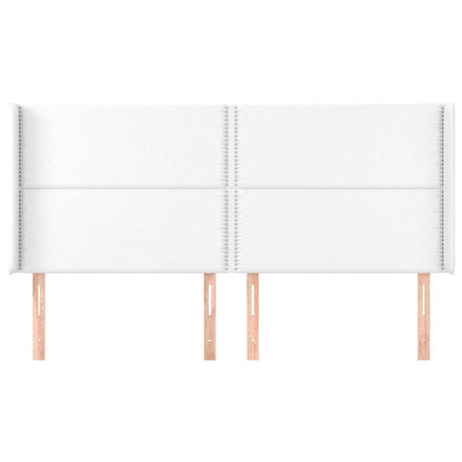 Hoofdbord met randen 183x16x118/128 cm kunstleer wit 183 x 16 x 118/128 cm Wit