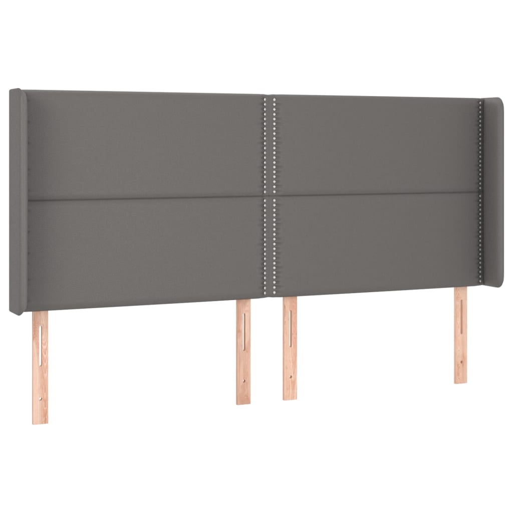 Hoofdbord met randen 183x16x118/128 cm kunstleer grijs 183 x 16 x 118/128 cm Grijs