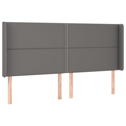Hoofdbord met randen 183x16x118/128 cm kunstleer grijs 183 x 16 x 118/128 cm Grijs