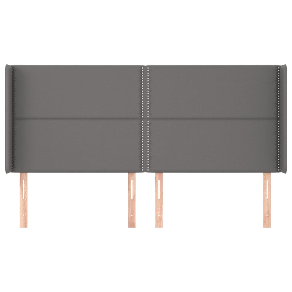 Hoofdbord met randen 183x16x118/128 cm kunstleer grijs 183 x 16 x 118/128 cm Grijs