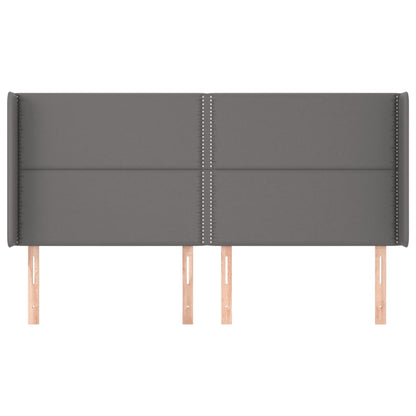 Hoofdbord met randen 183x16x118/128 cm kunstleer grijs 183 x 16 x 118/128 cm Grijs