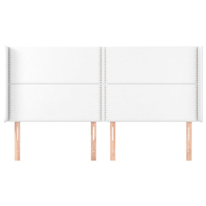 Hoofdbord met randen 203x16x118/128 cm kunstleer wit 203 x 16 x 118/128 cm Wit