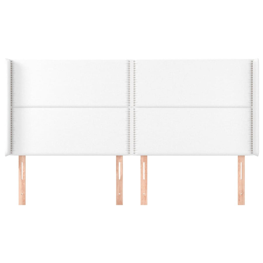 Hoofdbord met randen 203x16x118/128 cm kunstleer wit 203 x 16 x 118/128 cm Wit