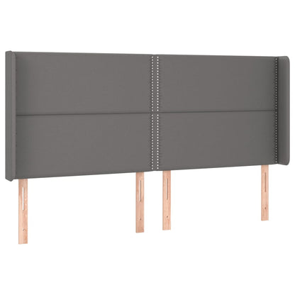 Hoofdbord met randen 203x16x118/128 cm kunstleer grijs 203 x 16 x 118/128 cm Grijs