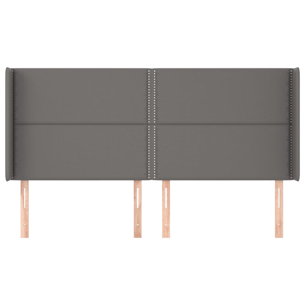Hoofdbord met randen 203x16x118/128 cm kunstleer grijs 203 x 16 x 118/128 cm Grijs