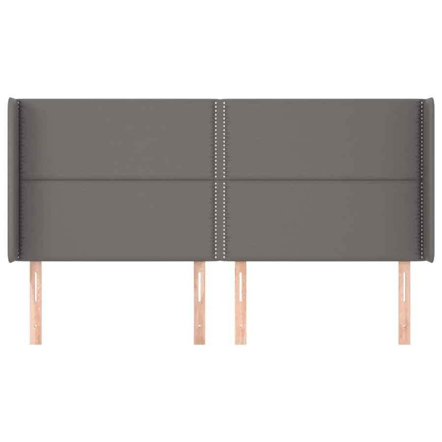 Hoofdbord met randen 203x16x118/128 cm kunstleer grijs 203 x 16 x 118/128 cm Grijs