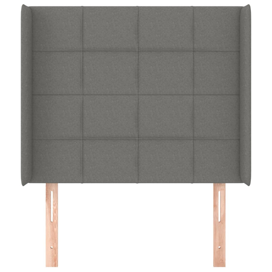 Hoofdbord met randen 83x16x118/128 cm stof donkergrijs 83 x 16 x 118/128 cm Donkergrijs