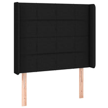 Hoofdbord met randen 83x16x118/128 cm stof zwart 83 x 16 x 118/128 cm Zwart