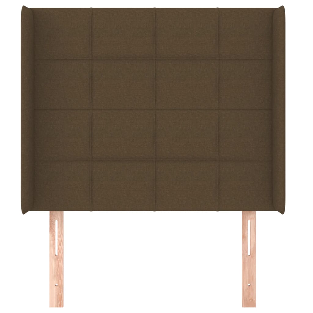 Hoofdbord met randen 83x16x118/128 cm stof donkerbruin 83 x 16 x 118/128 cm Donkerbruin