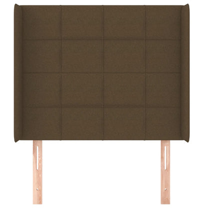 Hoofdbord met randen 83x16x118/128 cm stof donkerbruin 83 x 16 x 118/128 cm Donkerbruin