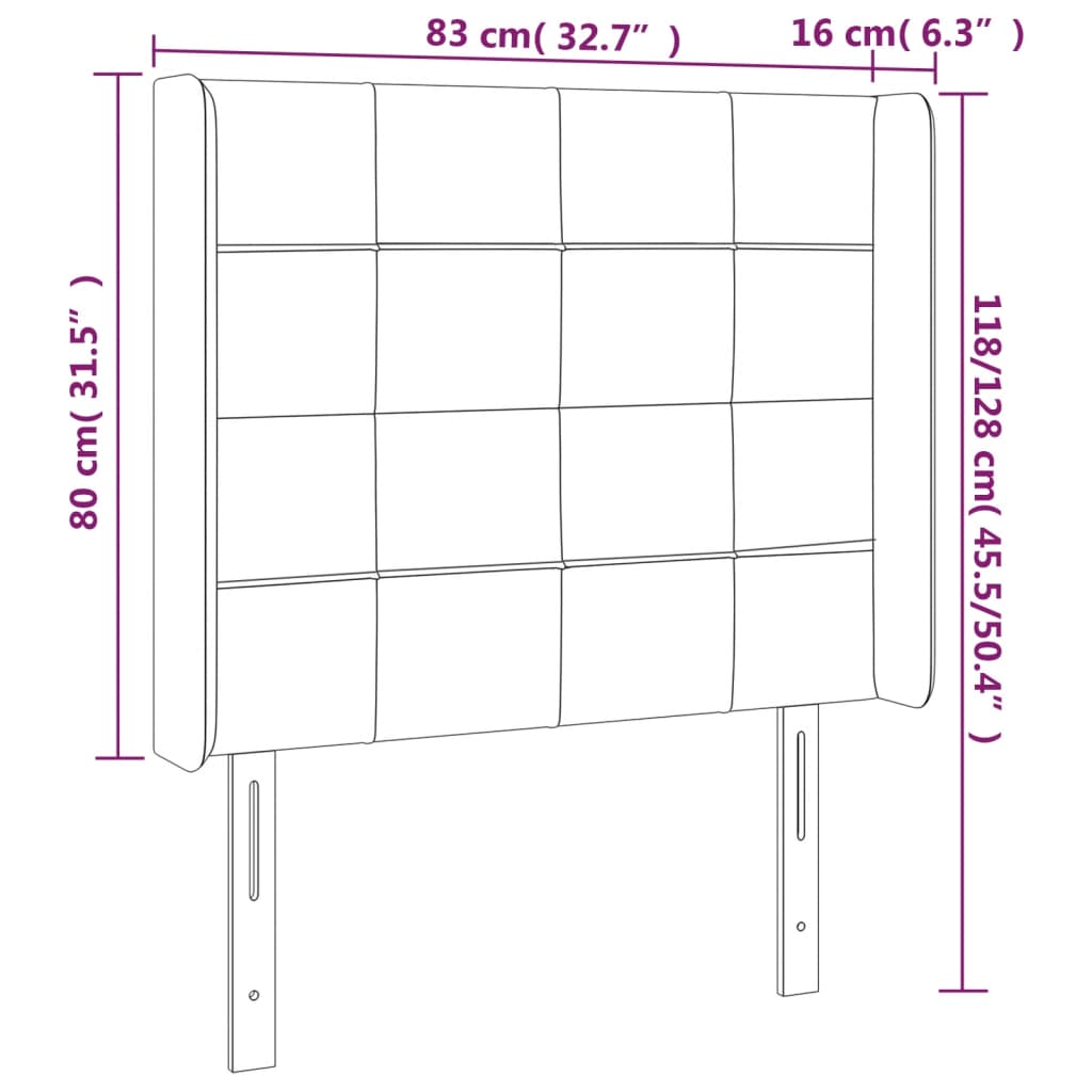 Hoofdbord met randen 83x16x118/128 cm stof donkerbruin 83 x 16 x 118/128 cm Donkerbruin