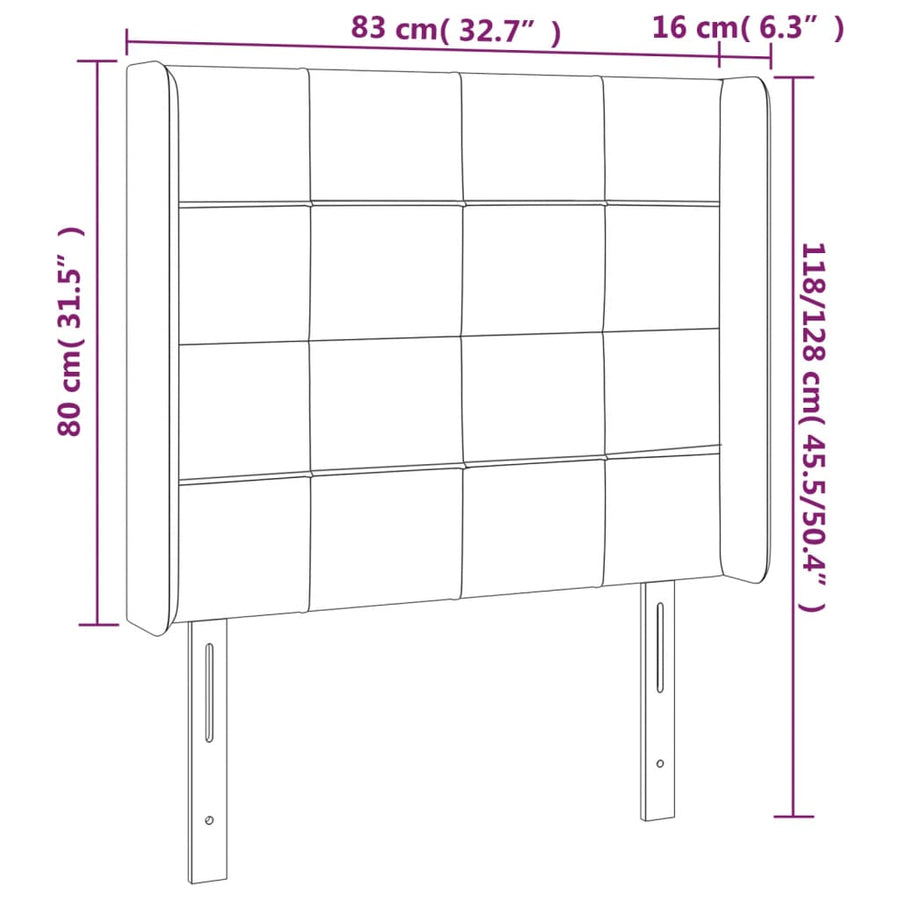 Hoofdbord met randen 83x16x118/128 cm stof donkerbruin 83 x 16 x 118/128 cm Donkerbruin