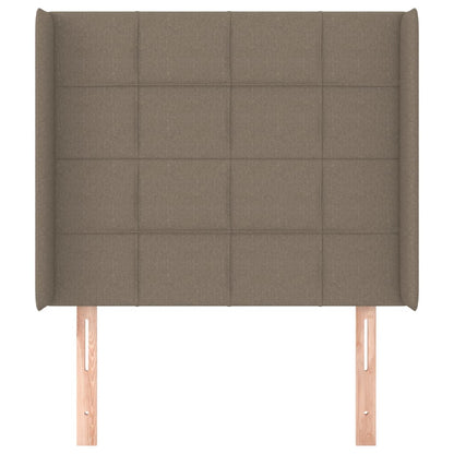 Hoofdbord met randen 83x16x118/128 cm stof taupe 83 x 16 x 118/128 cm Taupe