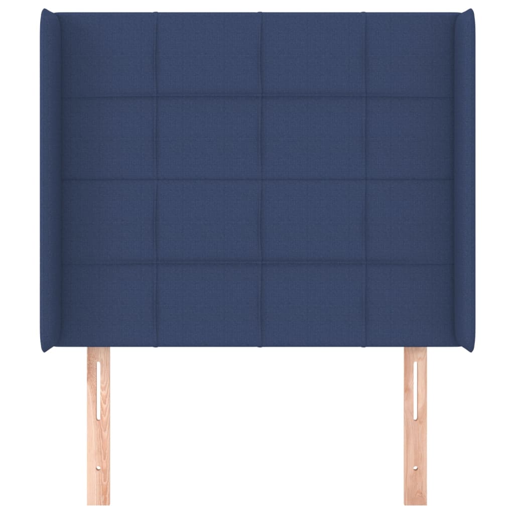 Hoofdbord met randen 83x16x118/128 cm stof blauw 83 x 16 x 118/128 cm Blauw