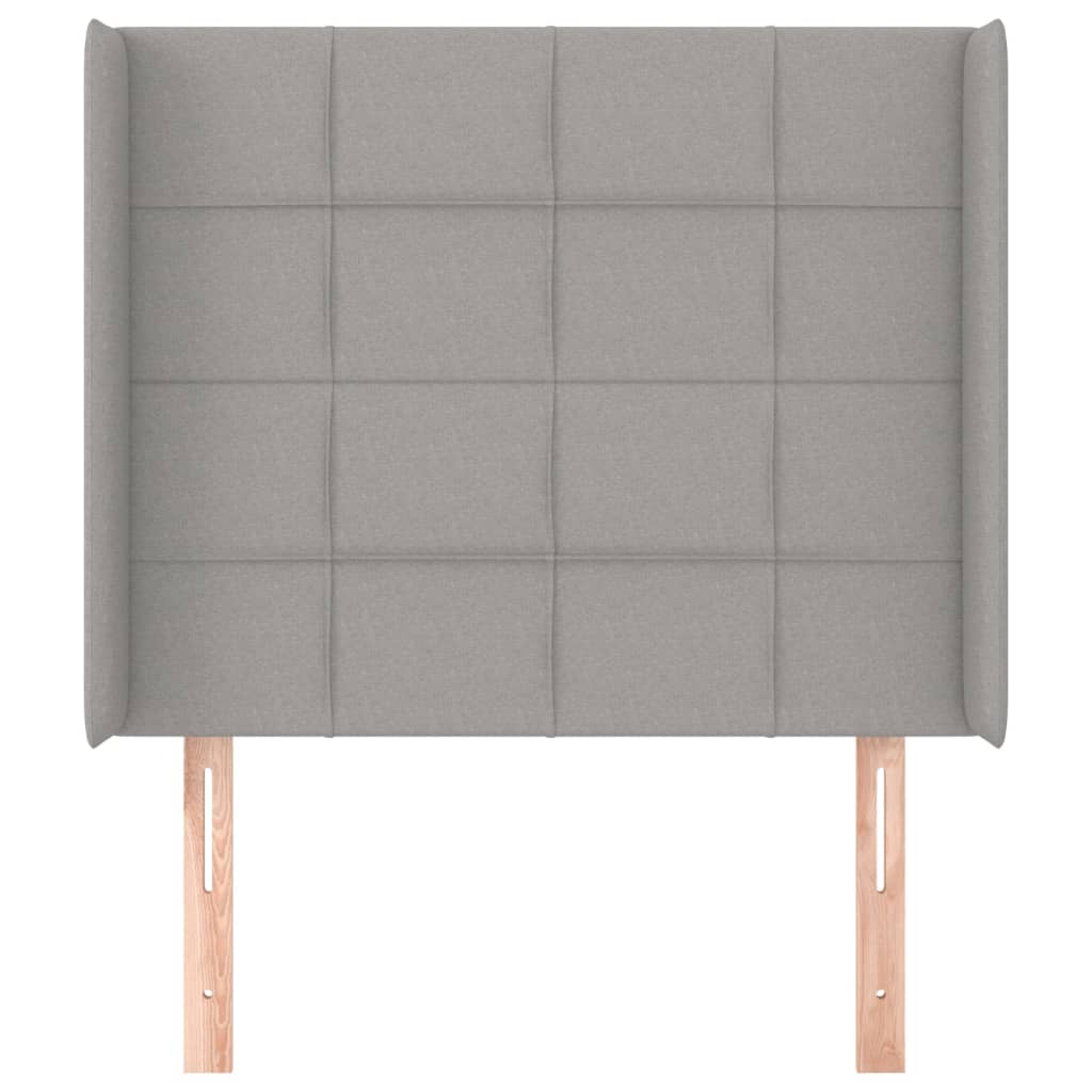 Hoofdbord met randen 93x16x118/128 cm stof lichtgrijs 93 x 16 x 118/128 cm Lichtgrijs
