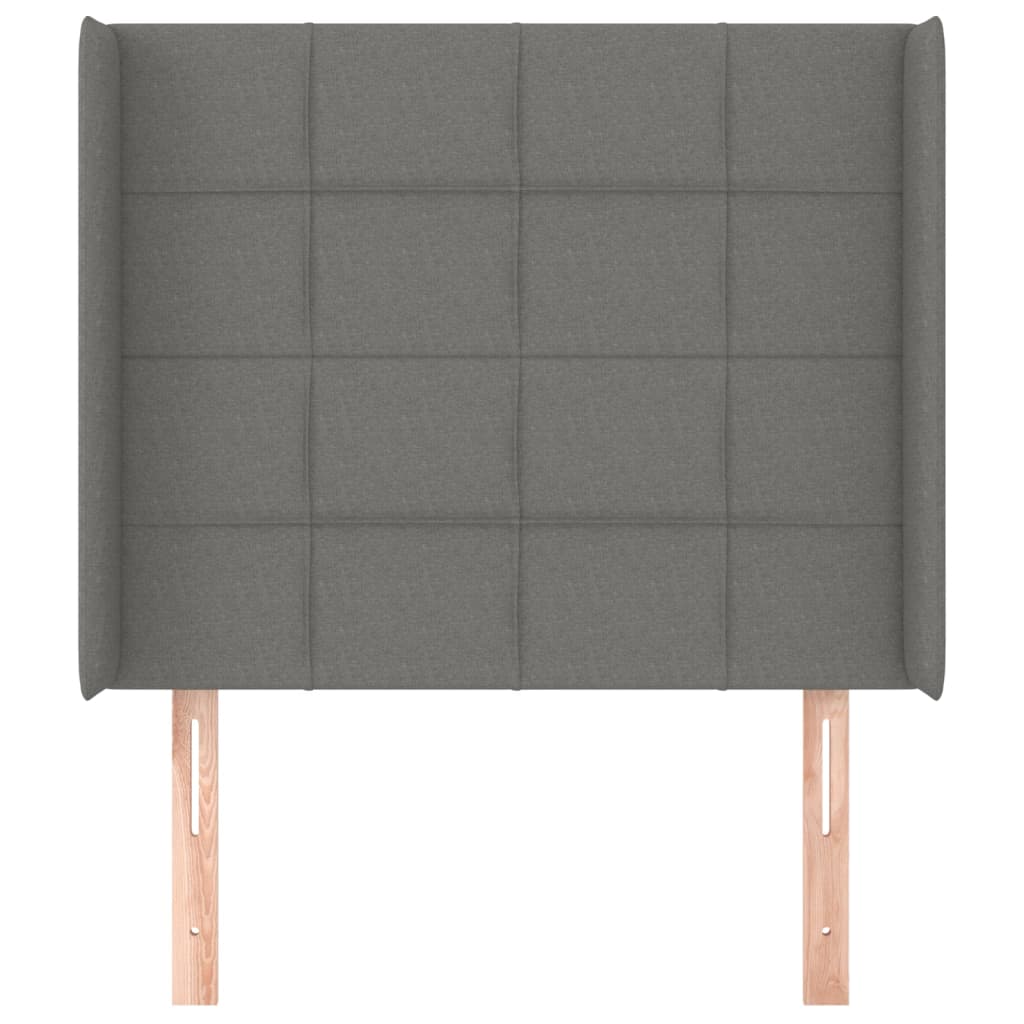 Hoofdbord met randen 93x16x118/128 cm stof donkergrijs 93 x 16 x 118/128 cm Donkergrijs