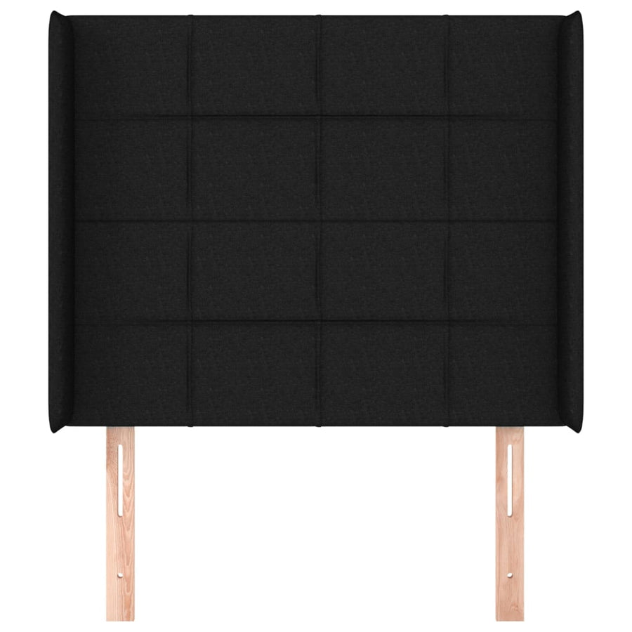 Hoofdbord met randen 93x16x118/128 cm stof zwart 93 x 16 x 118/128 cm Zwart