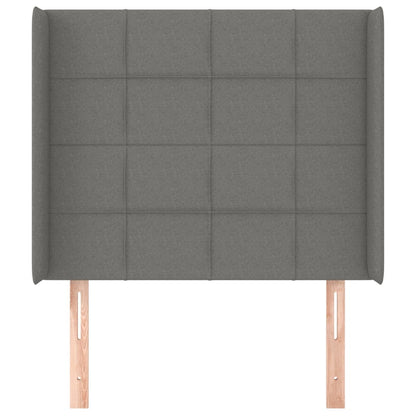 Hoofdbord met randen 103x16x118/128 cm stof donkergrijs 103 x 16 x 118/128 cm Donkergrijs