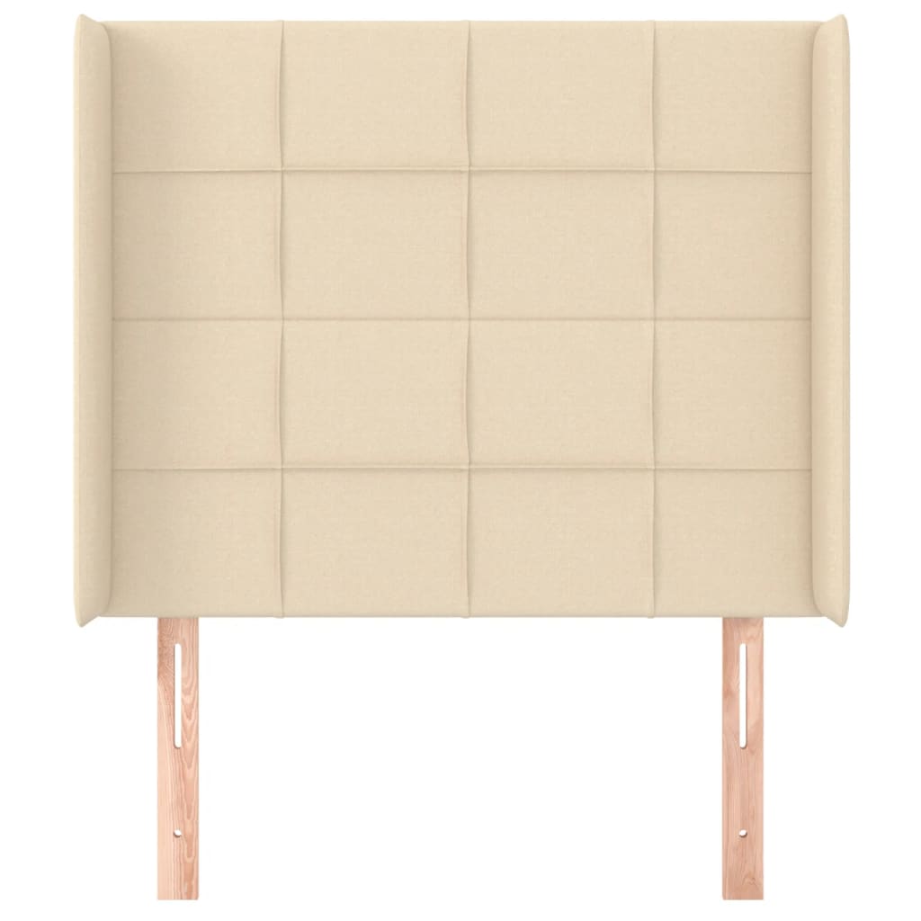 Hoofdbord met randen 103x16x118/128 cm stof crèmekleurig 103 x 16 x 118/128 cm Crème