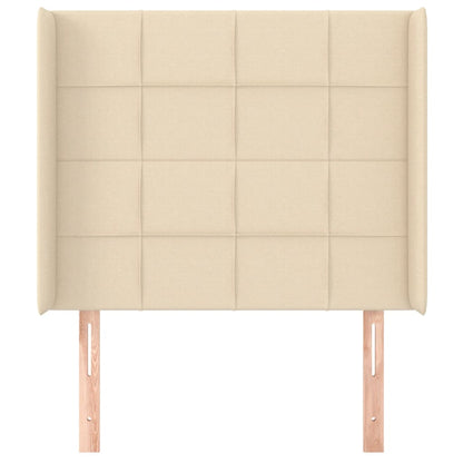 Hoofdbord met randen 103x16x118/128 cm stof crèmekleurig 103 x 16 x 118/128 cm Crème