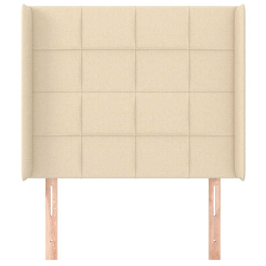 Hoofdbord met randen 103x16x118/128 cm stof crèmekleurig 103 x 16 x 118/128 cm Crème