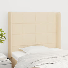 Hoofdbord met randen 103x16x118/128 cm stof crèmekleurig 103 x 16 x 118/128 cm Crème