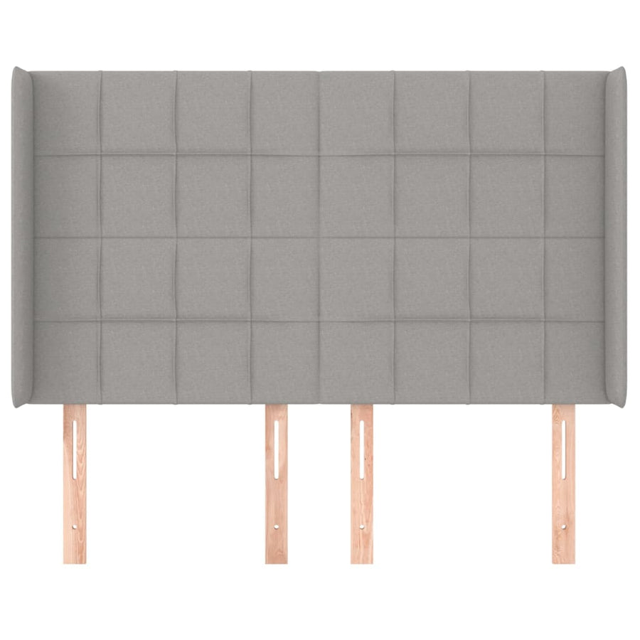 Hoofdbord met randen 147x16x118/128 cm stof lichtgrijs 147 x 16 x 118/128 cm Lichtgrijs