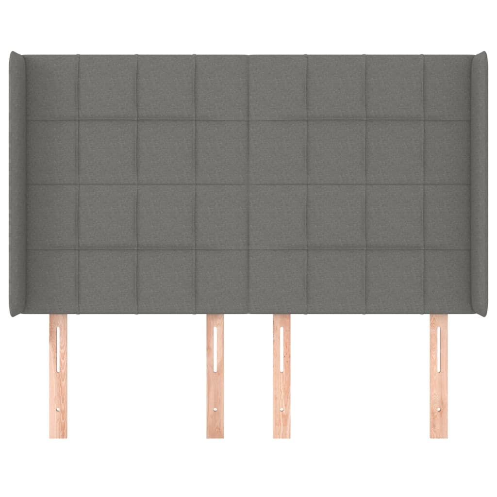 Hoofdbord met randen 147x16x118/128 cm stof donkergrijs 147 x 16 x 118/128 cm Donkergrijs