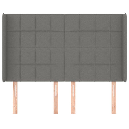 Hoofdbord met randen 147x16x118/128 cm stof donkergrijs 147 x 16 x 118/128 cm Donkergrijs