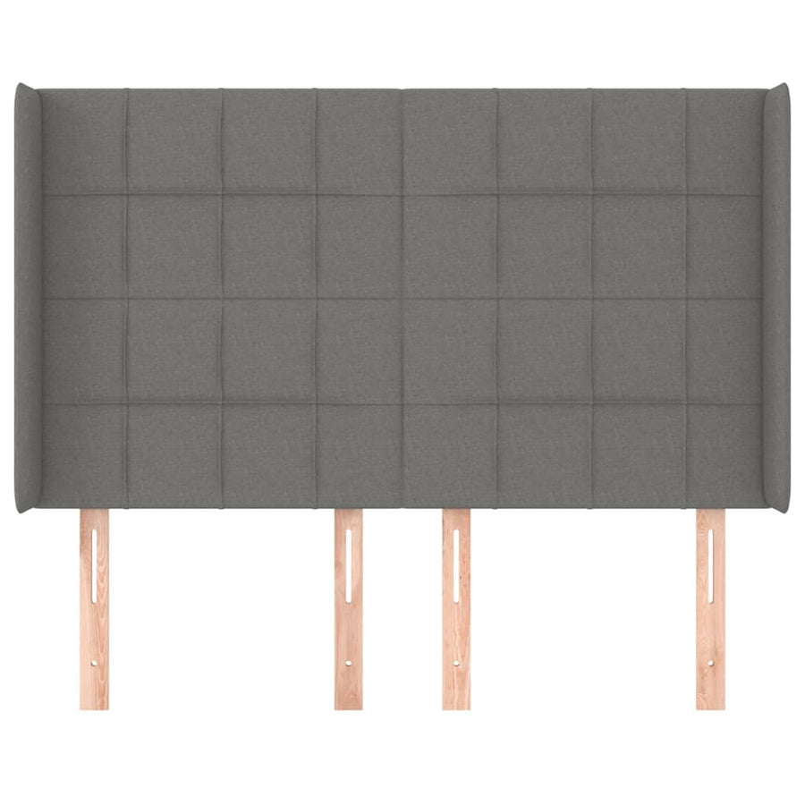 Hoofdbord met randen 147x16x118/128 cm stof donkergrijs 147 x 16 x 118/128 cm Donkergrijs