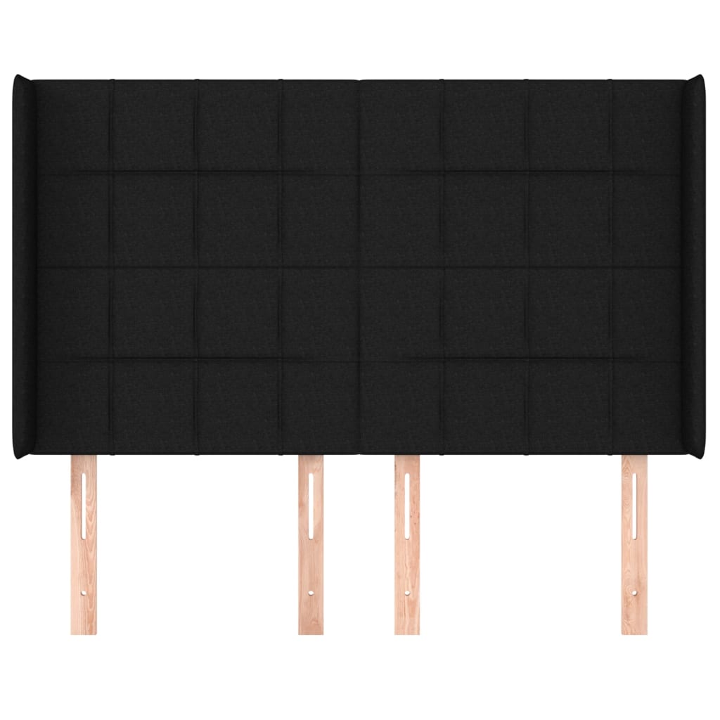 Hoofdbord Met Randen Stof 147 x 16 x 118/128 cm Zwart