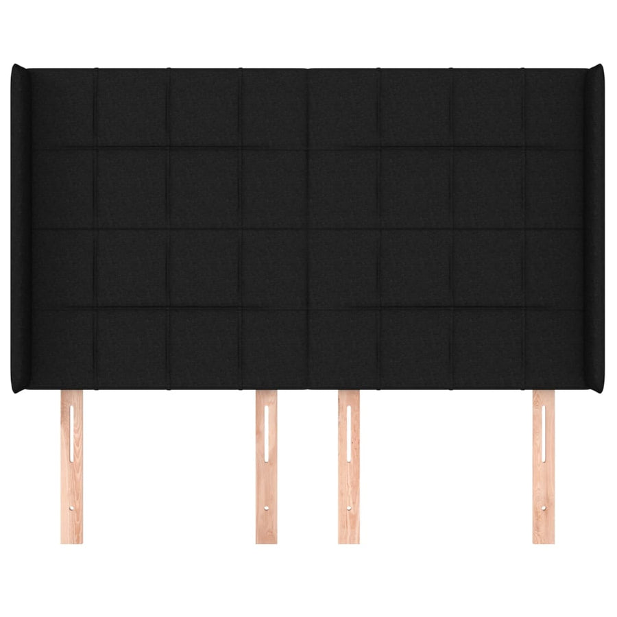 Hoofdbord Met Randen Stof 147 x 16 x 118/128 cm Zwart