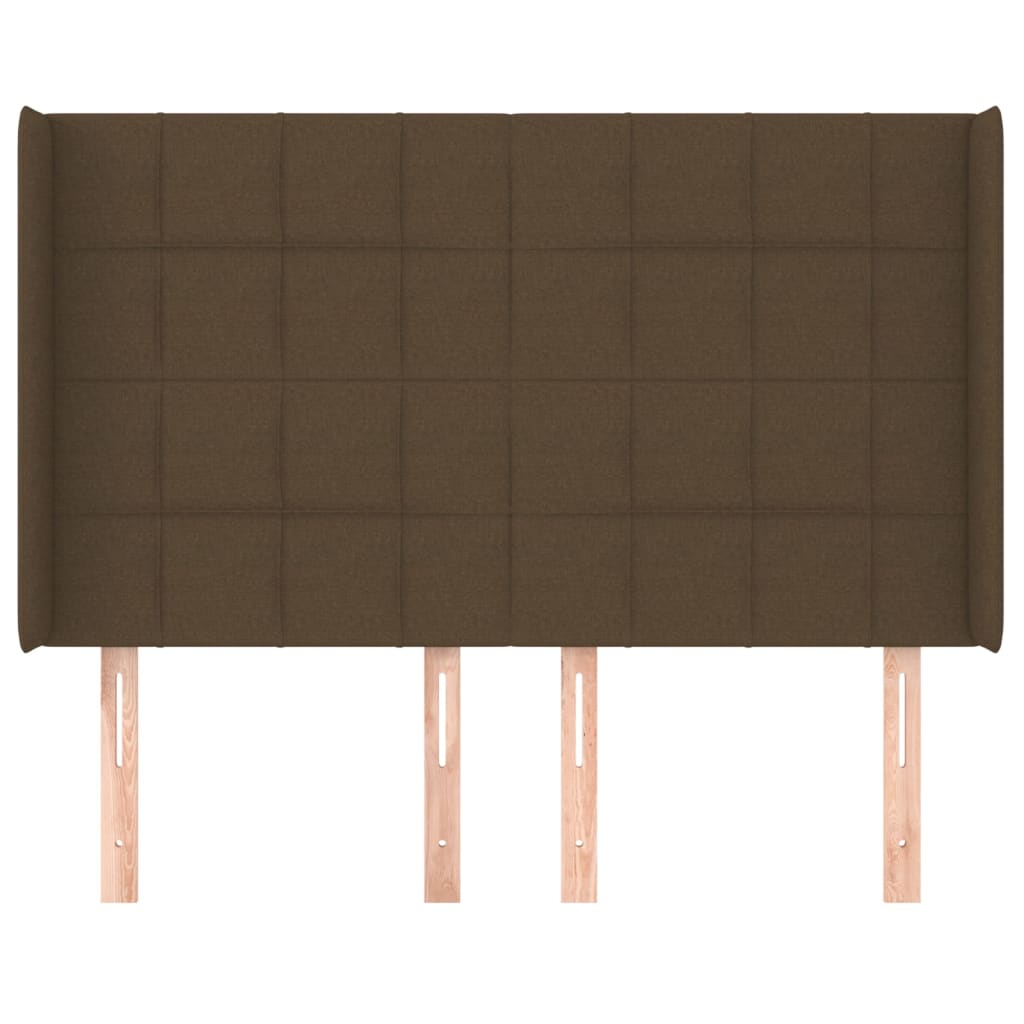 Hoofdbord met randen 147x16x118/128 cm stof donkerbruin 147 x 16 x 118/128 cm Donkerbruin