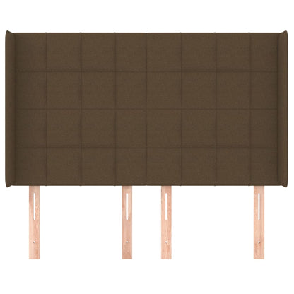 Hoofdbord met randen 147x16x118/128 cm stof donkerbruin 147 x 16 x 118/128 cm Donkerbruin