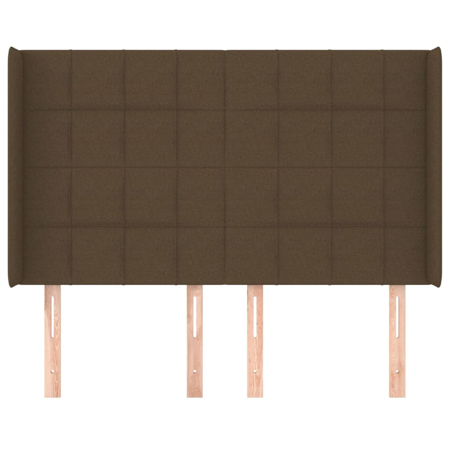Hoofdbord met randen 147x16x118/128 cm stof donkerbruin 147 x 16 x 118/128 cm Donkerbruin