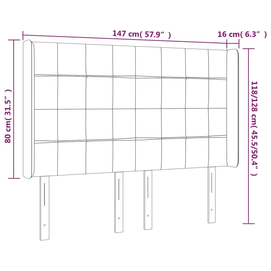 Hoofdbord met randen 147x16x118/128 cm stof donkerbruin 147 x 16 x 118/128 cm Donkerbruin